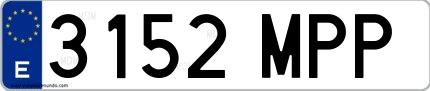 Ejemplo de matrícula española 3152 MPP
