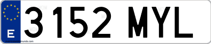 Ejemplo de matrícula de coche ordinaria 3152 MYL
