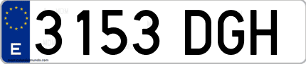 Ejemplo de matrícula de coche ordinaria 3153 DGH