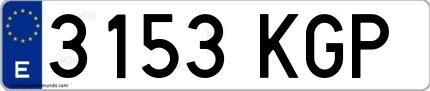 Ejemplo de matrícula española 3153 KGP