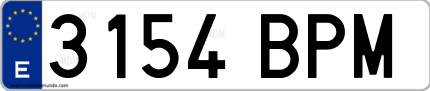 Ejemplo de matrícula de coche ordinaria 3154 BPM