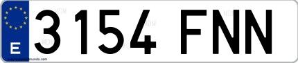 Ejemplo de matrícula española 3154 FNN