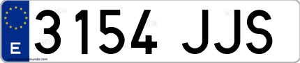 Ejemplo de matrícula de coche ordinaria 3154 JJS