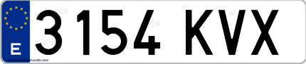 Ejemplo de matrícula de coche ordinaria 3154 KVX