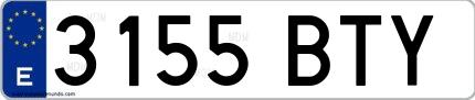 Ejemplo de matrícula española 3155 BTY