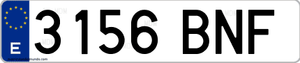Ejemplo de matrícula de coche ordinaria 3156 BNF