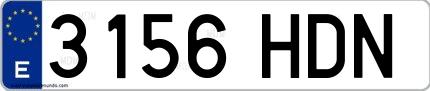 Ejemplo de matrícula española 3156 HDN