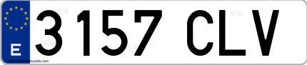 Ejemplo de matrícula de coche ordinaria 3157 CLV