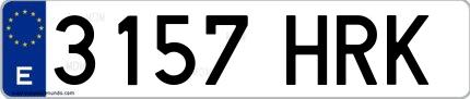Ejemplo de matrícula española 3157 HRK