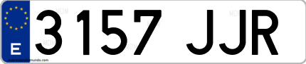 Ejemplo de matrícula de coche ordinaria 3157 JJR