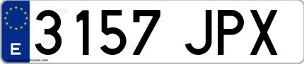 Ejemplo de matrícula española 3157 JPX