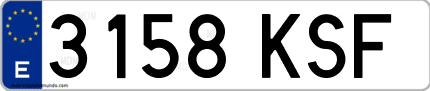 Ejemplo de matrícula de coche ordinaria 3158 KSF