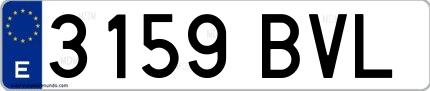 Ejemplo de matrícula española 3159 BVL