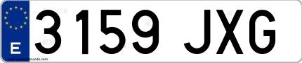 Ejemplo de matrícula española 3159 JXG