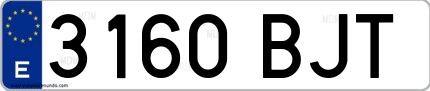 Ejemplo de matrícula española 3160 BJT