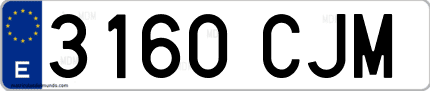 Ejemplo de matrícula de coche ordinaria 3160 CJM