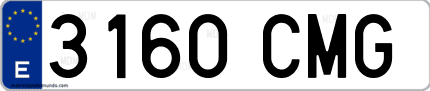 Ejemplo de matrícula de coche ordinaria 3160 CMG