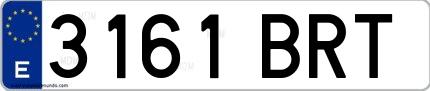 Ejemplo de matrícula española 3161 BRT