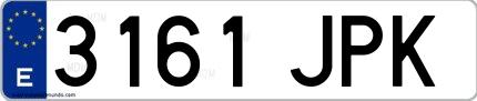 Ejemplo de matrícula española 3161 JPK