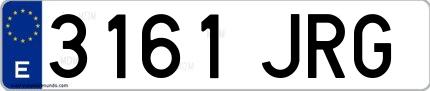 Ejemplo de matrícula española 3161 JRG