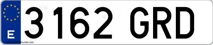 Ejemplo de matrícula española 3162 GRD