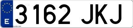 Ejemplo de matrícula española 3162 JKJ