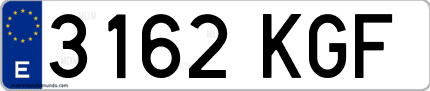 Ejemplo de matrícula de coche ordinaria 3162 KGF
