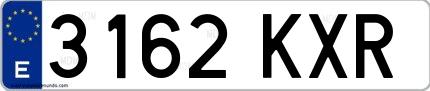 Ejemplo de matrícula española 3162 KXR