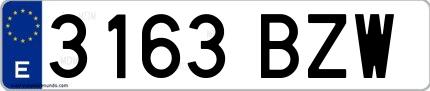 Ejemplo de matrícula española 3163 BZW