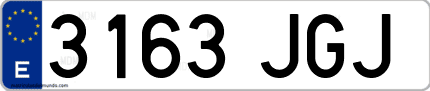 Ejemplo de matrícula de coche ordinaria 3163 JGJ