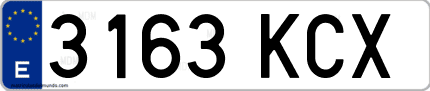Ejemplo de matrícula de coche ordinaria 3163 KCX