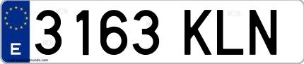 Ejemplo de matrícula española 3163 KLN