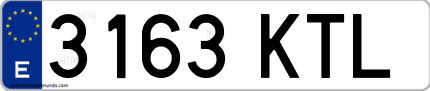 Ejemplo de matrícula de coche ordinaria 3163 KTL