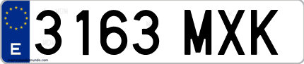 Ejemplo de matrícula de coche ordinaria 3163 MXK