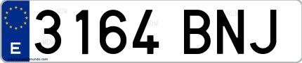 Ejemplo de matrícula española 3164 BNJ