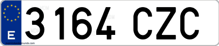 Ejemplo de matrícula de coche ordinaria 3164 CZC