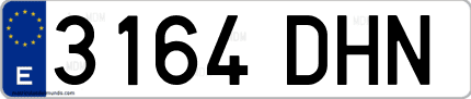 Ejemplo de matrícula de coche ordinaria 3164 DHN