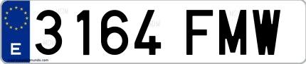 Ejemplo de matrícula española 3164 FMW