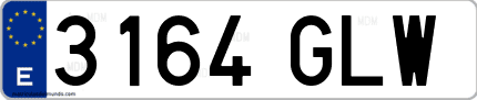 Ejemplo de matrícula de coche ordinaria 3164 GLW