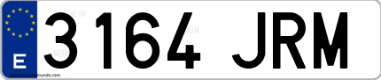 Ejemplo de matrícula de coche ordinaria 3164 JRM