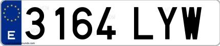 Ejemplo de matrícula española 3164 LYW