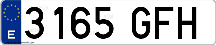 Ejemplo de matrícula de coche ordinaria 3165 GFH