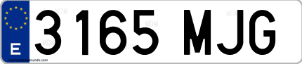 Ejemplo de matrícula de coche ordinaria 3165 MJG