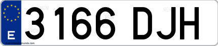 Ejemplo de matrícula de coche ordinaria 3166 DJH