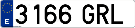 Ejemplo de matrícula de coche ordinaria 3166 GRL
