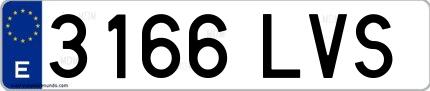 Ejemplo de matrícula española 3166 LVS