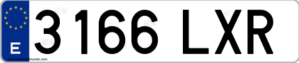 Ejemplo de matrícula de coche ordinaria 3166 LXR