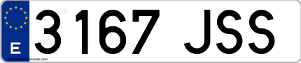 Ejemplo de matrícula de coche ordinaria 3167 JSS