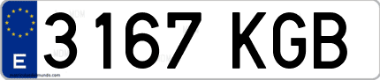 Ejemplo de matrícula de coche ordinaria 3167 KGB