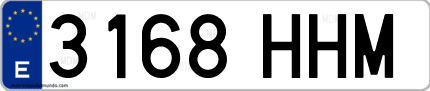 Ejemplo de matrícula de coche ordinaria 3168 HHM